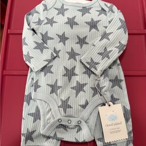 Cloud Island Gray Star Patterned Baby Romper